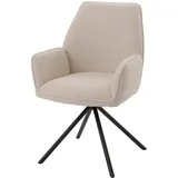 Mendler Esszimmerstuhl HWC-G67, Küchenstuhl Stuhl Armlehne, drehbar Auto-Position, Stoff/Textil Bouclé Öko-Tex MVG ~ creme