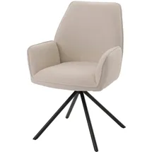 Mendler Esszimmerstuhl HWC-G67, Küchenstuhl Stuhl Armlehne, drehbar Auto-Position, Stoff/Textil Bouclé Öko-Tex MVG ~ creme