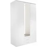SchlafKONTOR Kleiderschrank »Karl Drehtürenschrank Schlafzimmerschrank mit Spiegel Garderobe«, in 2 Breiten, mit zusätzlichen Einlegeböden TOPSELLER, weiß,