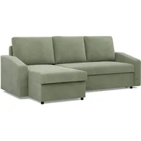 Ecksofa mit Schlaffunktion,  Cord - Grün - Grün