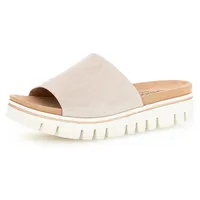 Gabor Pantolette, Keilabsatz, Sommerschuh, Schlappen mit eingearbeitetem Gummizug Gr. 43, hellbeige, , 83271615-43