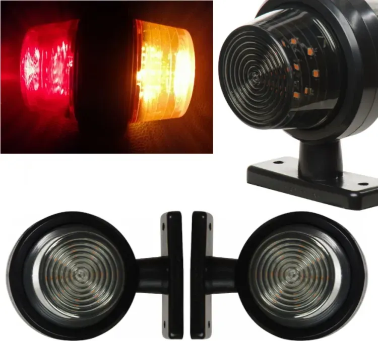 2er-Set 12–24V LED-Seitenleuchten, getöntes Glas, orange-rot