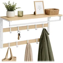 Relaxdays Wandgarderobe 3 in 1 Eiche/Weiß
