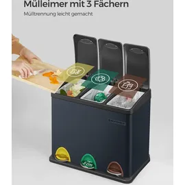 Songmics Mülleimer Mülltrennsystem, aus Metall, 3 x 8 Liter