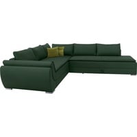 INOSIGN Ecksofa Göteborg, mit Boxspring-Bettfunktion und Bettkasten, Dauerschlaffunktion, Topper grün