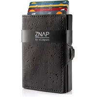 ZNAP® Slim Wallet Kreditkartenetui | Geldbörse Herren | Kartenhalter Geldbeutel Herren | Kartenetui Herren Geldbeutel | Herren Portemonnaie mit RFID Schutz | 12 Karten | Tiefschwarz