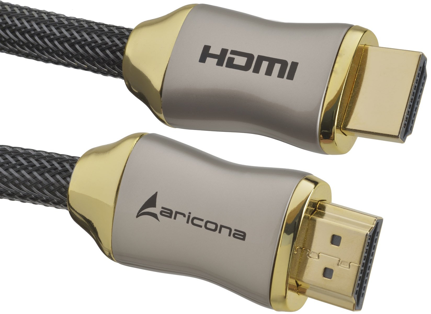 Aricona HDMI Kabel - Premium High End HDMI Kabel 2 Meter - Gold Serie - HDMI 2.0/1.4a - 4K Ultra HD, 3D, Full HD, 1080p, ARC, Ethernet