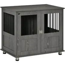 PawHut Hundekäfig Für Zuhause, Haustierkäfig, Hundehütte Indoor Mit Schloss, Magnettür, Hundehaus Mit Fenster, Hundebox Für Klein Und Mittelgroße Hunde, Grau, 85 X 55 X 87 Cm - Pawhut