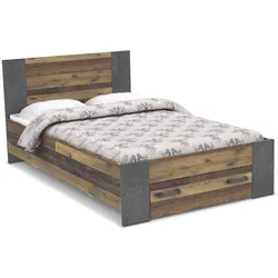 FORTE Bett Clif 140 x 200 cm Holzoptik Old Wood Vintage