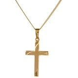 HOPLO Kreuzanhänger Anhänger Kreuz 585 Gold mit massiver Goldkette 1,1 mm, Made in Germany 38 cm