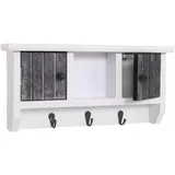 MCW Schlüsselbrett A48 mit Türen Massiv-Holz Shabby Grau-Weiß