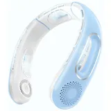 Joselin Nackenventilator, Freisprech-Nackenventilator Ohne Flügel, Tragbar, Wiederaufladbar, 360° Kühlender Nackenventilator, für Reisen, im Freien, Blau
