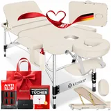 Kesser KESSER® Mobile Massageliege klappbar & höhenverstellbar 3 Zonen Massagebett Massagetisch Kosmetikliege Breit Therapieliege Aluminium + 10x Gesichtsauflage mit Kopfstütze Armlehnen & Tasche