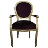 Casa Padrino Barock Esszimmer Stuhl mit Armlehne Lila / Gold - Designer Stuhl - Luxus Qualität