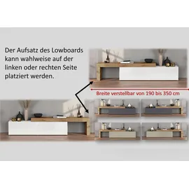 OTTO home Wohnwand OTTO HOME "Chronos Wohnwand, Medienwand, 5-er set", grau (anthrazit, taube, eiche wotan), B:270cm, Holzwerkstoff, Kastenmöbel-Sets, Wohnwand, ca. 270 cm mit Hängeschränke, Würfel, Regal, Lowboard, Made in Italy