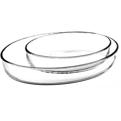 Pasabahce Ovale Backofen Schüsseln, 2-teiliges Set, transparent