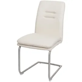 Mendler 2er-Set Esszimmerstuhl HWC-H70, Küchenstuhl Freischwinger Stuhl, Stoff/Textil Edelstahl gebürstet ~ creme-beige