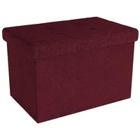 Intirilife Faltbare Sitzbank 49x30x30 cm in KIRSCH ROT - Sitzwürfel mit Stauraum und Deckel aus Stoff mit Mulden - Sitzcube Fußablage klappbare Aufbewahrungsbox Truhe Sitzhocker