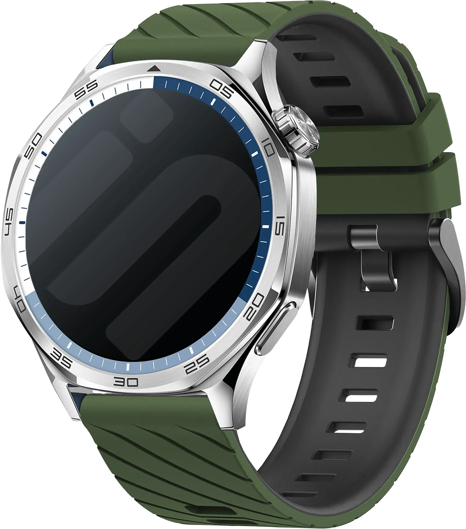 Strap-it Nothing CMF Watch Pro 2 Armband Silikon 'Sport' für Nothing CMF Watch Pro 2 - Grün/Schwarz - Schnallenverschluss