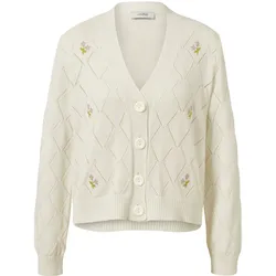 Tchibo - Cardigan mit Blumenstickerei - Damen - Gr. S - creme