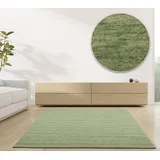 rug n' roll Wollteppich Luxus Designerteppich; moderner uni Teppich aus reiner Schurwolle, Rechteckig grün 40 cm x 60 cm