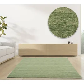 rug n' roll Wollteppich Luxus Designerteppich; moderner uni Teppich aus reiner Schurwolle, Rechteckig grün 40 cm x 60 cm