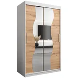 abiks möbel Schwebetürenschrank MADRYT 120 x 200 x 62 cm Weiß/Eiche