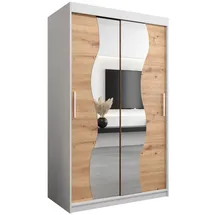 abiks möbel Schwebetürenschrank MADRYT 120 x 200 x 62 cm Weiß/Eiche