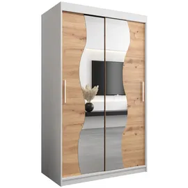 abiks möbel Schwebetürenschrank MADRYT 120 x 200 x 62 cm Weiß/Eiche