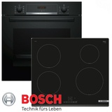 Induktion Herd Set Bosch Einbau 3D Backofen Umluft Schwarz + Induktion Kochfeld