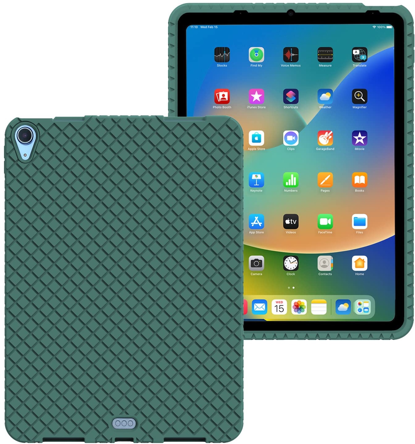 Veamor iPad Air 5/4 2022/2020 Silikon-Rückseite, rutschfeste Gummi-Schutzhülle, weiche Bumper für Apple iPad Air 5. / 4. Generation 11,9 Zoll, kinderfreundlich/stoßfest (Mitternachtsgrün)