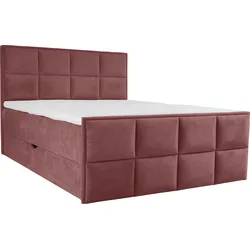 Boxspringbett LEONIQUE "Timeo", rot (burgunderrot), B:121cm L:210cm, Komplettbetten, Boxspringbett, in den Breiten 120,140,160 & 180 cm erhältlich
