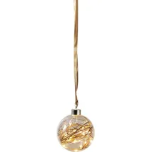 Star Trading - Led Weihnachtskugel Glow, Batterien + Timer, Hängeleuchte Deko, Gold, Ø 10cm