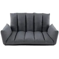 KOMFOTTEU Schlafsofa, Bodensofa klappbar, mit verstellbarem Rückenlehne & Armlehnen grau