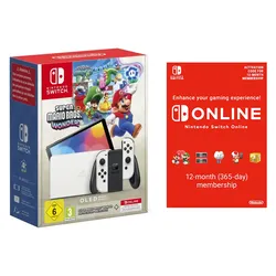 Nintendo Switch – OLED-Modell (weiß) + Super Mario Bros. Wonder + Switch Online