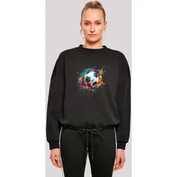 Sweatshirt F4NT4STIC "Bunte Fußball Grafik", Damen, Gr. S, schwarz, Obermaterial: 65% Baumwolle, 35% Polyester, casual, oversize, Rundhals, Langarm ohne Bündchen, Sweatshirts, Premium Qualität