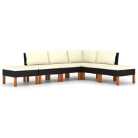 vidaXL 6-tlg. Garten-Lounge-Set mit Kissen Poly Rattan Schwarz