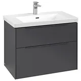 Villeroy & Boch Subway 3.0 Waschtisch-Unterschrank C574L2VR 77,2x57,6x47,8cm, mit LED/Griff monochrom, graphite