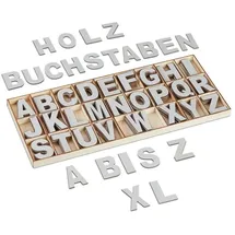 Relaxdays 208-tlg., Holzbuchstaben Set, Grau