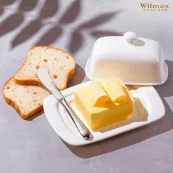 Wilmax Butterdose Keramik, Porzellan Weiß Elegant, Für alle Geschirre, Kratzfest