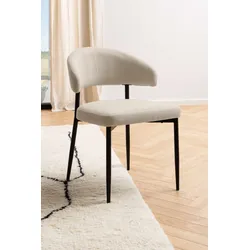 Esszimmerstuhl ACTONA GROUP "Edina Stuhl, Wohnzimmerstuhl", beige, B:56cm H:77cm T:55cm, 100% Polyester, Stühle, Stoff, schwarze Stahlbeine, 2er-Set