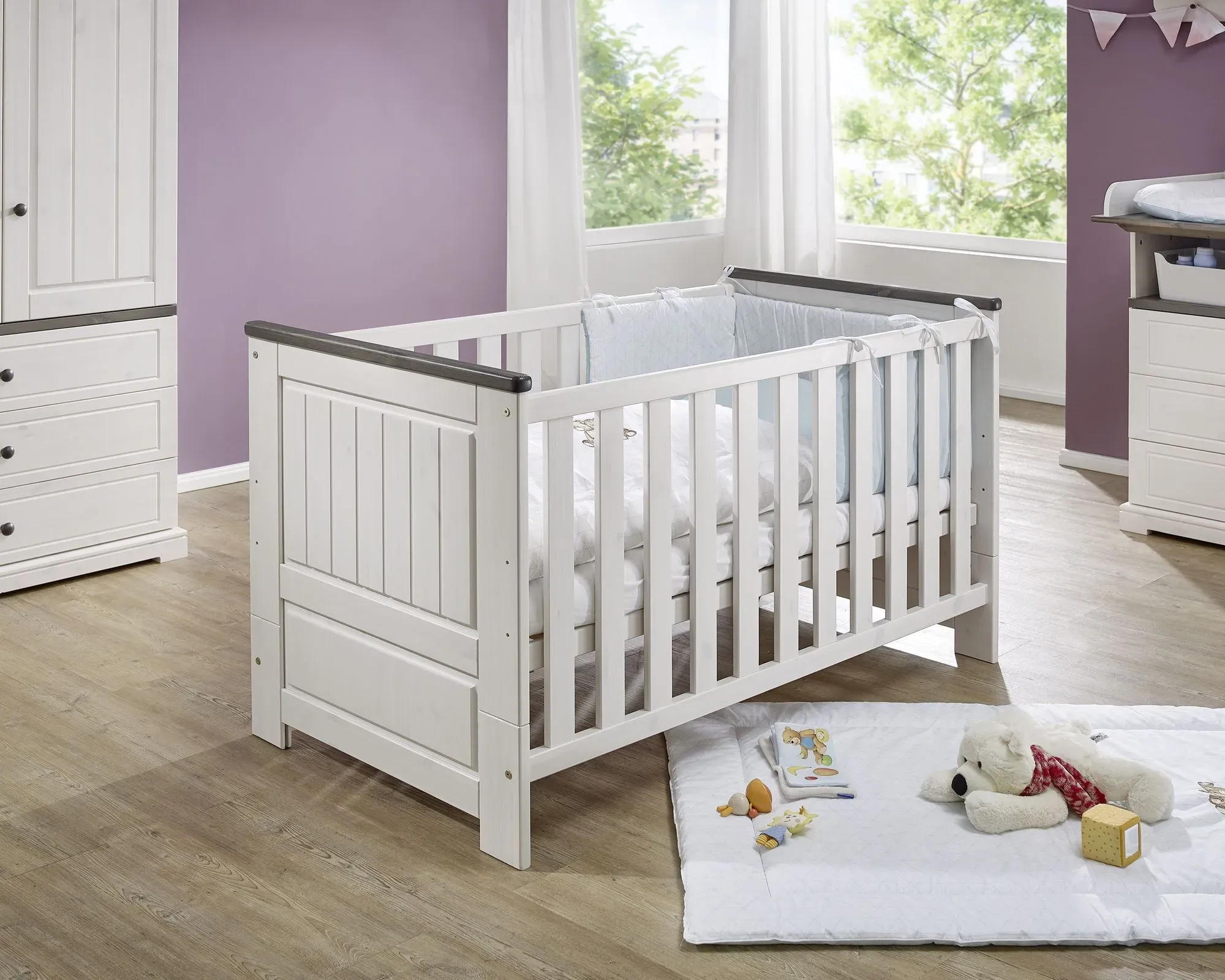 3S Frankenmöbel »Jolina« Massivholz Babybett 3 Schlupfsprossen, 3-fach höhenverstellbar 70x140 cm
