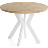 WFL GROUP Runder Ausziehtisch 80-130 x 77 cm Eiche Artisan Hellbraun