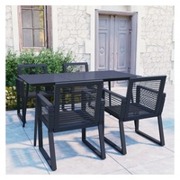 vidaXL 5-tlg. Garten-Essgruppe PVC Rattan Schwarz