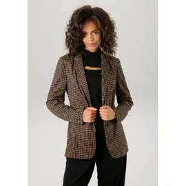 Aniston CASUAL Sweatblazer im trendigen Karo-Dessin Gr. 40, dunkelbraun-braun-rost-beige, , 21424564-40