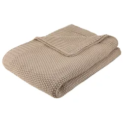 Wohndecke OTTO HOME "Phelon", grau (taupe), B:130cm L:170cm, Baumwolle, Wohndecken, Strickmuster, modern und pflegeleicht, verschiede Farben