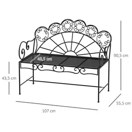 Outsunny Gartenbank 107 x 56 x 92 cm Schwarz
