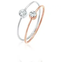 Elli Ring-Set Solitär Kristalle (2 tlg) 925 Bicolor, Ring Set rosa 52