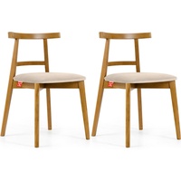 Konsimo Esszimmerstuhl Esstischstühle LILIO Holzstühle Polsterstühle 2 St, hergestellt in der EU, Vintage-Stil, Buchenholzrahmen, Farbe Eiche hell braun