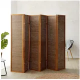 Homestyle4u Paravent Raumteiler 6 teilig Holz Bambus Trennwand Sichtschutz Braun